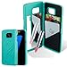 Produktbild Cadorabo - TPU Hard Cover für > Samsung Galaxy S7 EDGE < mit Muster, Spiegel und 3 Kartenfächer – Case Schutzhülle in TÜRKIS