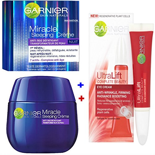 Garnier Kit di 2 prodotti utralift - 1 gel crema contorno occhi Super Idratante Ultra Lift 15 Ml + 1 Siero Intensivo Antirughe fermezza e colpo di lucentezza per la pelle a partire da 30 anni - 30 ml