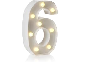 Auraglow LED Alphabet Letter & Number Light Sign Decorations, Lamp for Home Birthday Party Event, Night Lights, Battery Powered Letters And Numbers With Four Hour Timer (6)