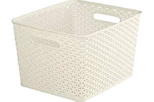 Curver, Cesta Organizadora Multiusos MyStyle L 18L. con Asas, Color Blanco Vintage (196861)