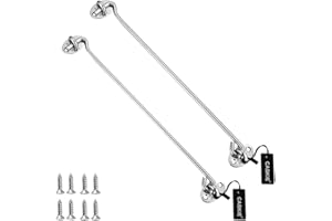 16 inch Cabin Hook and Eye 2PCS Made of 304 Stainless Steel, Heavy Duty Hook and Eye Lock for Shed, Gate and Garage Door - CASKIE