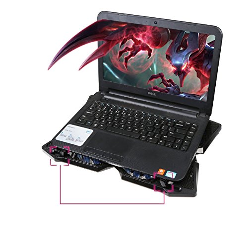 Novonest Laptop Kühler 17 Zoll Notebook Cooler Ständer Cooling Pad mit USB Port und 4 LED Lüftern Kühlpad Kühlmatte für Macbook Laptop Notebook - 5
