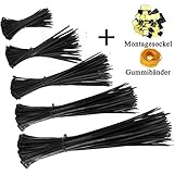 Hankering 500 Stück Kabelbinder Set 300mm/ 250mm/ 200mm/ 150mm/ 100mm (je 100 Stück), Mindestzugfestigkeit 8-18KG, die Luftfahrtindustrie-Standard, Hitzebeständig, Langlebig, kabelbinder schwarz stück