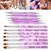 High Quality Professional Purple Coloured Nail Art Set Kit With 5 Double Ended Dotters / Dotting / Marbling Tools And 7 Brushes / Liners By VAGA