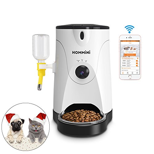 HOMMINI Smart Pet Feeder Camera Automatic,Wifi Cam Timer Food Dispenser Video & Audio Call Recording,720P Wireless Camera, Controlled by IOS...