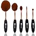 5 X Rose Gold & Black Oval Powder Foundation Toothbrush Shaped Makeup Brushes Beauty Blusher Kit