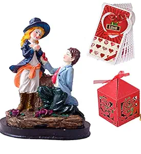 MANTOUSS Valentines day gift for girlfriend/boyfriend/lover/husband/wife/Fiance-Chocolates in a laser cut nox + proposing couple figurine + Valentines day greeting card