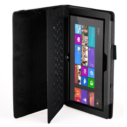 Zeadio   Leder Tasche H  lle Schutzh  lle Etui Case Cover mit St  nder f  r Microsoft Surface RT Tablet - Schwarz