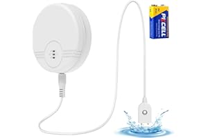 Erdiegle Water Detector Water Alarm, 135 dB Water Sensor Alarm Water Alarm Flood Detector for Basements, Bathrooms, Laundry Rooms, Kitchens, Garages and Attics (6F22/9V Batteries Included) (1 Pack)