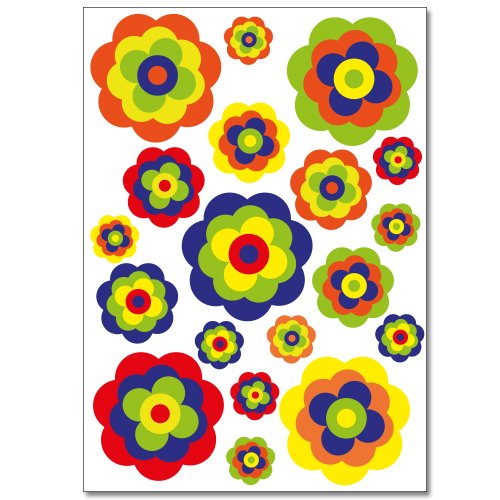 Wandkings Retro Blumen Wandsticker Set, 38 Aufkleber, 2 DIN A4 Bögen, Gesamtfläche 60 x 20 cm - 3