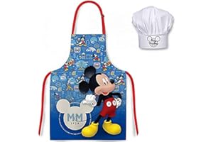 Mgs33 Tablier Enfant Bleu + Chapeau de Chef Souris 1928, pour Enfant, Tablier de Cuisine pour Enfants Tabliers Enfants