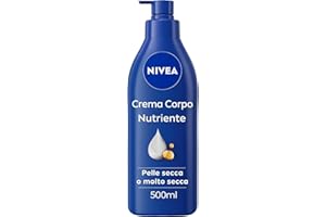 NIVEA Crema Corpo Nutriente 500 ml, Crema idratante corpo 72h arricchita con Acido Ialuronico Puro, Olio di Mandorla e Siero Nutrimento Intenso, Crema corpo idratante pelle secca o molto secca