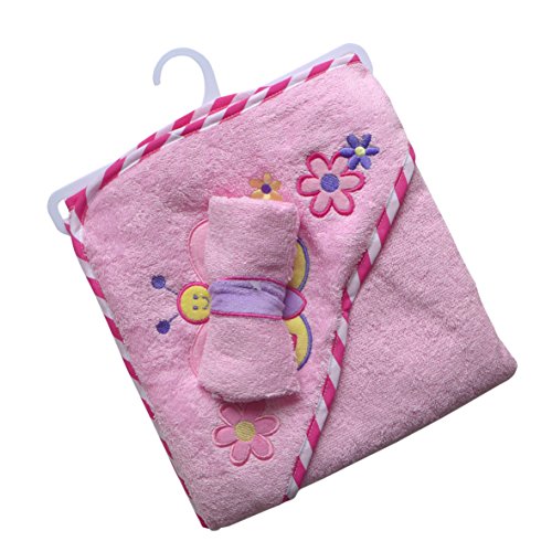 Süßes Babyset ~ Schmetterling rosa ~ Kapuzenhandtuch Handtuch Badetuch Waschtuch