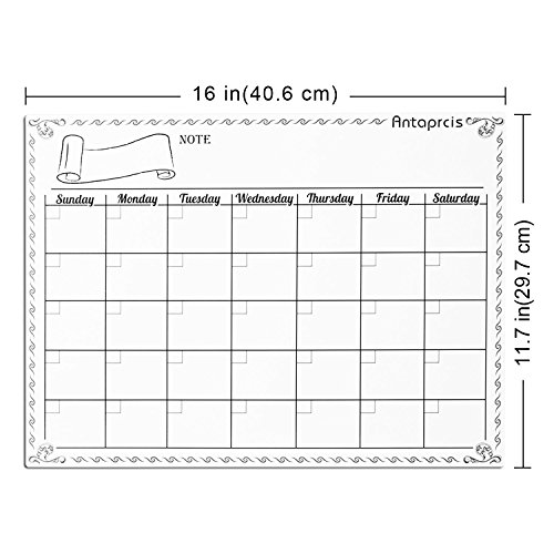 Antaprcis Pizarra Magn  tica para Nevera 30 x 40 cm con Calendario Semanal para para Notas y Planificaci  n Semanal Tablero de Borrado Seco color Blanco con 4 Rotuladores y un borrador