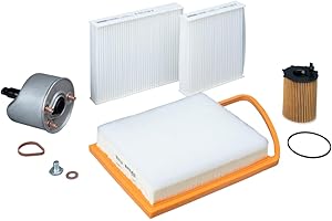 KIT7 Filtration Auto PURFLUX – 4 Filtres (Huile, Air, Carburant, Habitacle) + Joint & Bouchon de Vidange - CITROEN C3, C4 Cactus, DS3, PEUGEOT 208, 2008 1.6 BlueHDi, Blanc