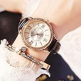 GRCSGL Uhr-Mädchen-Studenten-minimalistischer Mode-Tendenz-Wasserdichter Gurt-Quarz-Uhr-zufälliger Atmosphären-sternenklarer Himmel, T032 schwarz