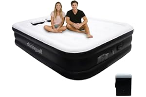 shiningwell Inflatable Mattress, Air Bed, Double Airbed with Portable Pump, Blow Up Mattress, Folding Guest Bed Self Inflating with Flocked Surface for Camping and Home Use, 200 * 152 * 48cm