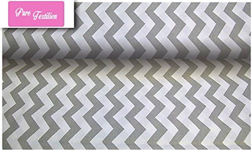 Premium 100% Cotton Fabric, fashionable patterns, width 160cm (63") per 0,5 meter – grey zigzags