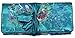 Teal Blue Embroidered Floral Silk Make Up Bag/ Wrap /Jewellery Roll