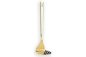 Berglander Gold Potato Masher, Heavy Duty Metal Potato Ricer Stainless Steel with Titanium Gold Plating, Food Masher Utensil Hand Masher, Vegetables Fruits Mashe, Dishwasher Safe, Easy to Clean