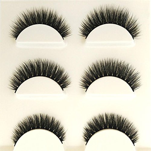 Igemy Make-up 3D Natürliche lange gefälschte Augen Peitschen Handgefertigte dicke falsche Wimpern schwarz - 4