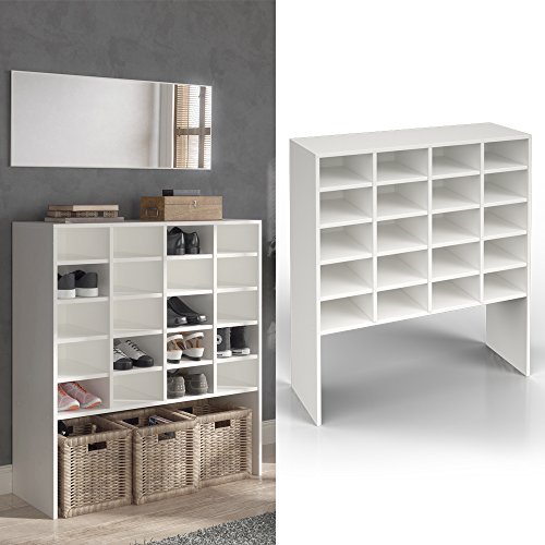 Schuhschrank HERMIA – für bis zu 20 Paar Schuhe und 4 Stiefel Schrank Schuhregal Schuhständer Schuhe Stiefelfach Schuhablage Standregal Weiß XXL - 2