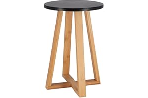 TENDANCE TABURETE CON PATAS DE BAMBÚ Y TAPA DE MDF NEGRO - BAMBÚ NEGRO