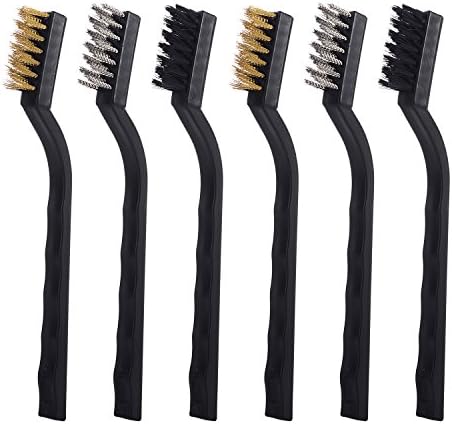 Tubala Mini Wire Brush Set for Cleaning Welding Slag and Rust, Nylon, Brass and Stainless Steel, 6 Pieces