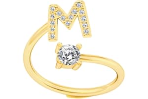Bungsa® RING BUCHSTABEN und KRISTALLE goldfarben - biegbarer Fingerring/Zehenring Toering für Damen, Kinder & Herren - A B C D E F G H I J K L M N O P R S T U V W X Y Z