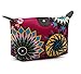 HOYOFO Travel Makeup Bag Pencil Case Storage Pouch with Vintage Flower Printed,Wine Red