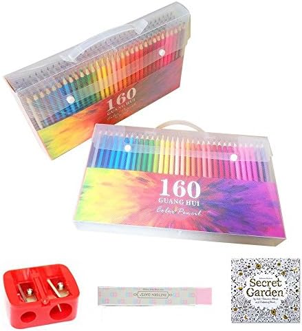 TOPmore Art Coloured Pencils - 160 Colours Pencil Set For for Kids & Adult Coloring Books Drawing Writing Sketching - FREE Eraser & Sharpener & Secret Garden Painting Book