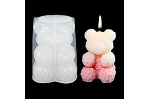 Zayookey Moule à Bougie, Moule en Silicone Bougie de Rose Ours Moules à Savon de Animaux Moulle Fabrication pour Aromathérapie Savon Décoration de la Maison (B)