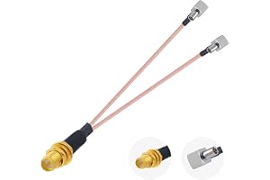 Vecys RP SMA Hona till Dubbel TS9 Hane Rätvinklig Kontakt RF Koaxialkabel TS9 Kontakt Bygelkabel 50 Ohm Låg Förlust RP SMA ti