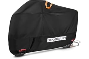 NEVERLAND Bache Moto, 210D Housse de Protection pour Moto, Housse Moto Bâche Orange Noire XXL, avec Trou de Verrouillage Antivol et Bande Réfléchissante avec Prise d'air