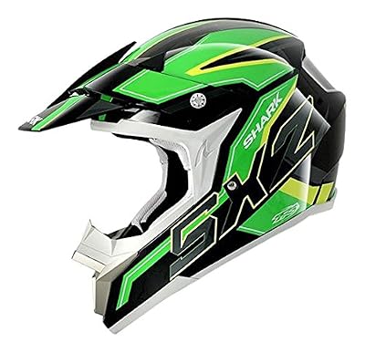 Shark Casque de Moto, Noir/Vert/Jaune, 59-60