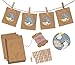 Produktbild Eine der Guten Kinder Adventskalender Set zum Befüllen & Basteln | mit 24 braune Mini Tüten, Miniklammern, 10 m Garn und Countdown Adventskalenderzahlen Aufkleber MATT | Retro Design, Blau Grau Gelb