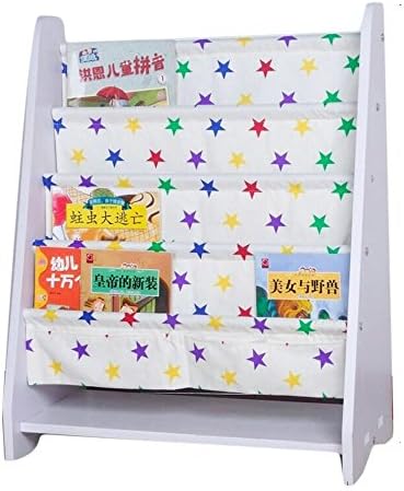 Kids Book Rack Storage Bookshelf Toy Sling Book Rack(white/white)