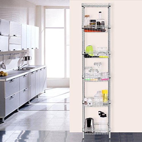 LANGRIA Regal Multifunktions Regal Ecke Regal 6 Ablage Moderne Organisation 198 lbs Kapazität 13,4 „x 13.4 “ x 63 „, Silber - 7
