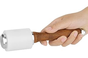 ZERONE Leather Carving Mallet, Nylon Hammer Wood Handle Mallet Craft Tool Cowhide Sew Wooden with for DIY Stamping Club Straight Head 8.26 Inch Solid Maul T Shape Handcraft Jewelry Woodworking Tool