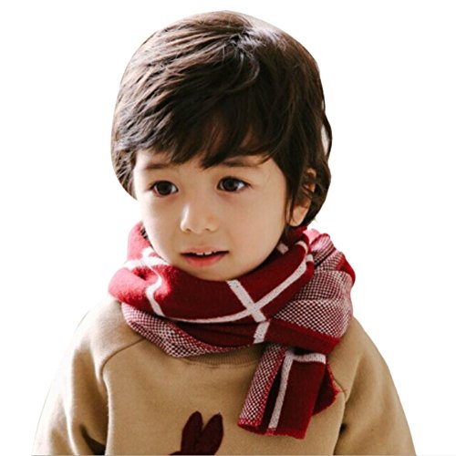 iikids®Unisex Kids Winter Scarves Baby Girls/Boys Soft Warm Knitted Wool Neckerchief Lattices 150*20cm