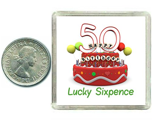 50th Birthday Lucky Sixpence Gift, Great good luck present idea for man or woman
