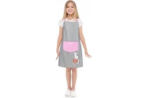 Viedouce Tablier Cuisine Enfant Imperméable et Réglables avec Poches, pour Filles ou Garçons, Tablier de Cuisine, Tablier de Jardin,Tablier de Peinture Artiste(4-13 Ans)