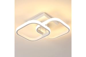 DAXGD Plafonnier LED Moderne,Plafonnier en Acrylique 18W 2160LM, pour Chambre Cuisine Salon, Blanc Chaud 3000K-6000K 29CM [Classe énergétique E] Blanc