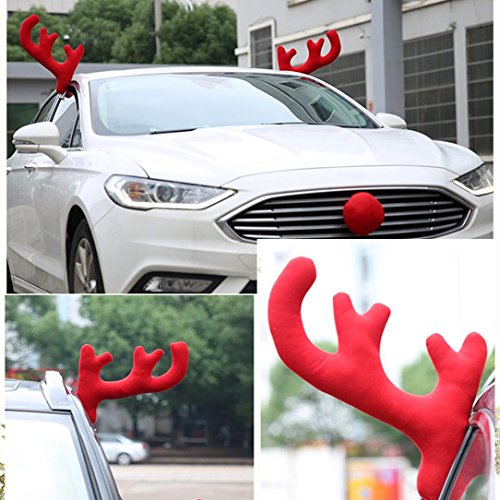 Gaddrt, decorazione natalizia per automobili, corna di renna e naso rosso, accessorio per auto