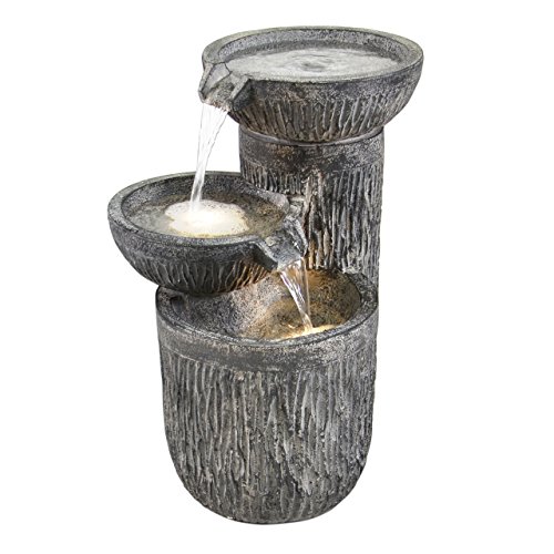 Gartenbrunnen 3 Schalen Wasserfall Wasserspiel beleuchtet