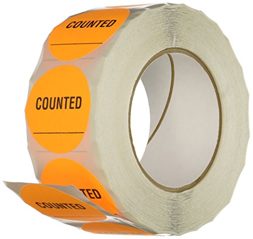 TapeCase INVLBL-016 Orange "Counted" Inventory Control Label - 1000 per pack (1 Pack)