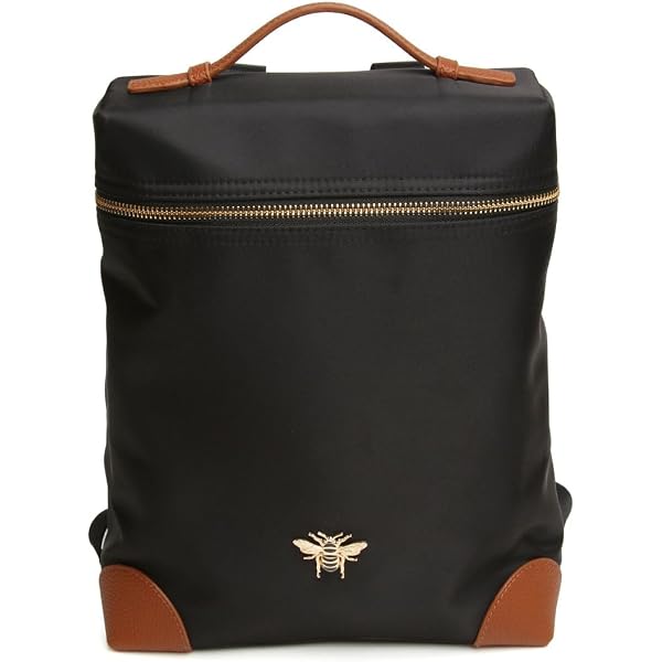 Ladies Backpack with Gold bee embelishment by Alice Wheeler (Cream),M Fashion