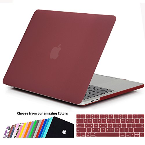 MacBook Pro 13 Hülle 2016 Touch Bar, iNeseon Ultra Slim Plastik Hartschale Tasche Cover snap on Schutzhülle Schale mit US Weinrot und EU Transparent Silikon Tastatur-Abdeckung Schutzhülle für Neueste Apple MacBook Pro 13 Zoll mit Touch Bar A1706, Weinrot