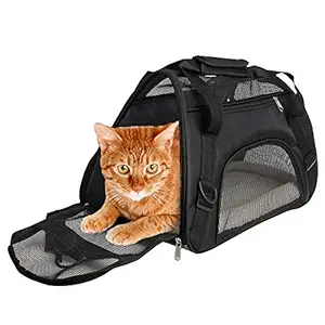 CUBY Soft Sided Pet Carrier?Comfort for Airline Travel for Small Animals/Cats/Kitten/Puppy (S, Black)
