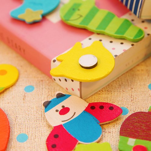 Huayang 12 Stck Holz Magnet Karikatur Tier Art Aufkleber Paster fr Iron Khlschrank Computer Schalen (zufllige Farbe und Muster)